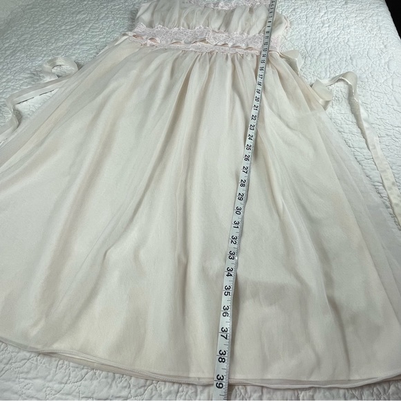 🔥Vintage 50s-60s Miss Siren Sheer Peach & Pink Midi Nightgown Lingerie Size S - Picture 12 of 12